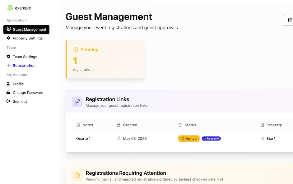 Tenalux dashboard
